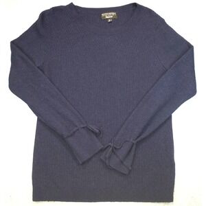 Banana Republic Filpucci Wool Blend Sweater Womens Navy Blue Sz XL Ribbed Tie Sl